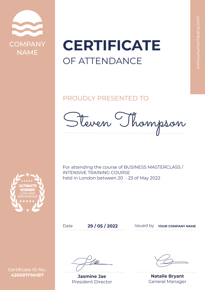Simple and modest course certificate template Simple and modest course certificate template