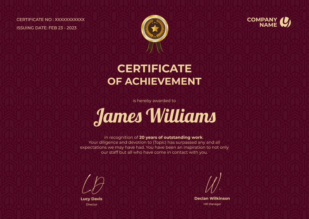 burgundy formal certificate of achievement landscape 12724 burgundy formal certificate of achievement landscape 12724