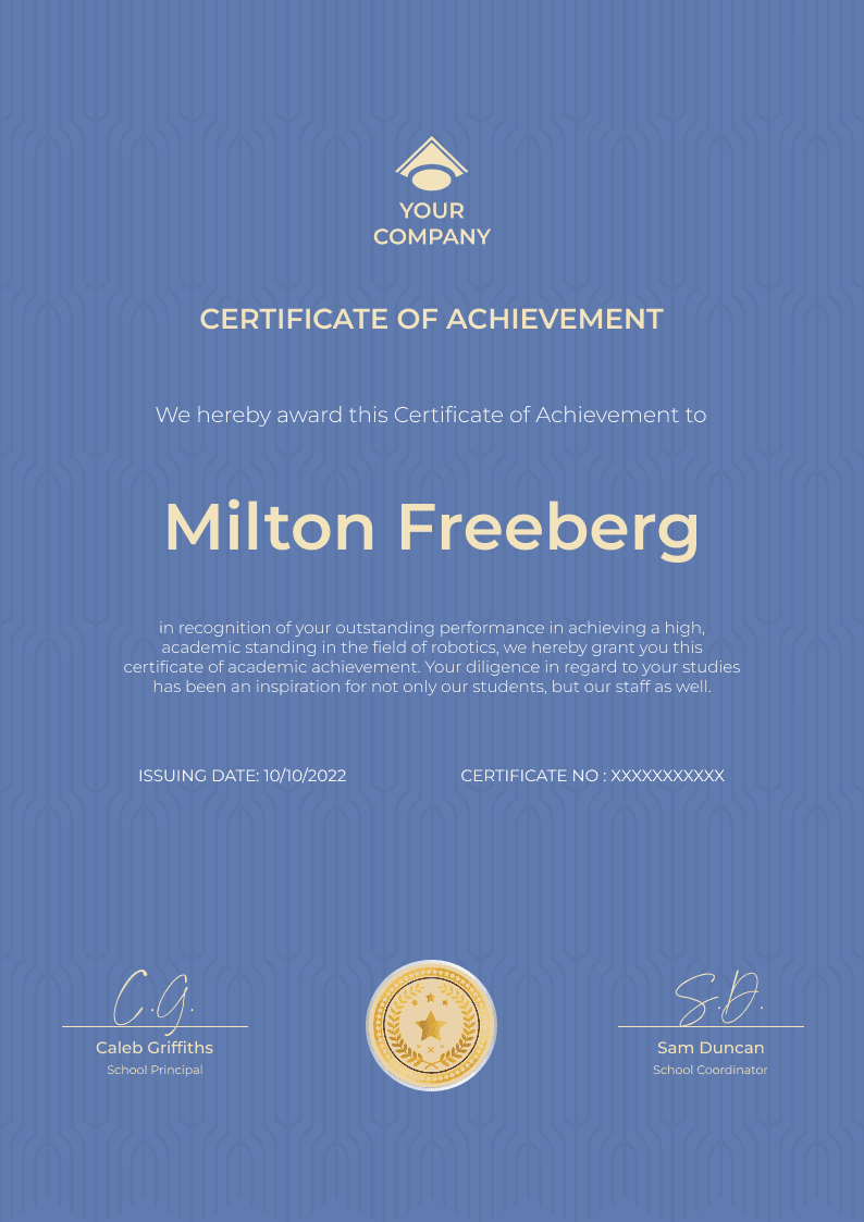 Simple and bold certificate of achievement template Simple and bold certificate of achievement template