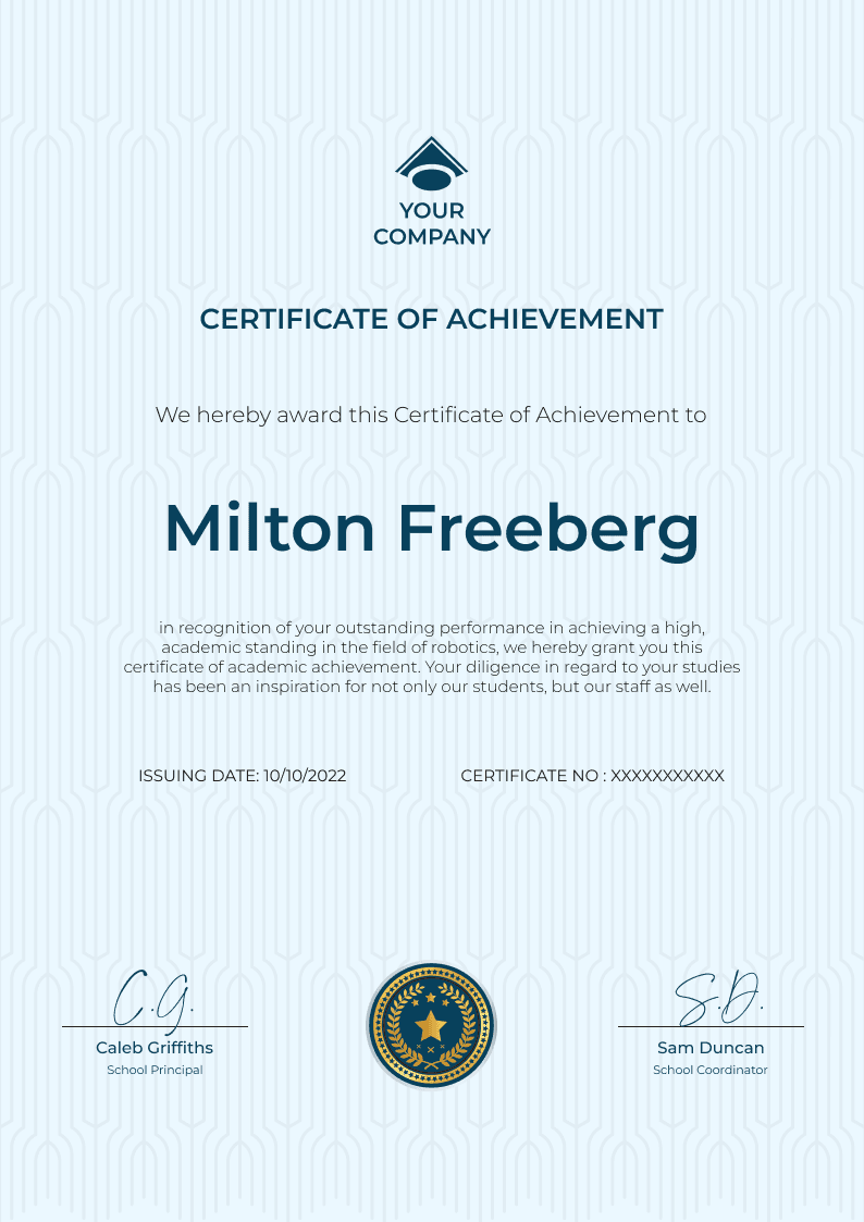 Simple and bold certificate of achievement template Simple and bold certificate of achievement template