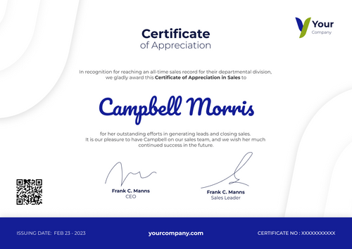 blue professional certificate of appreciation landscape 12548