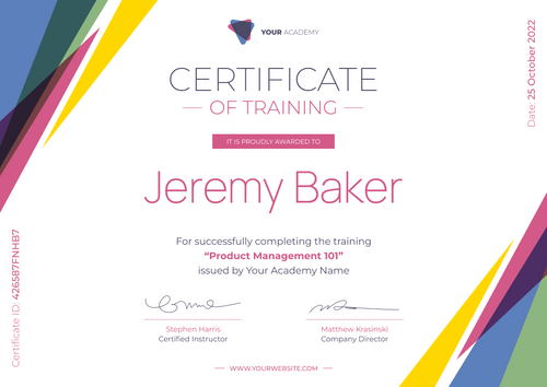 pink modern certificate of training landscape 12952