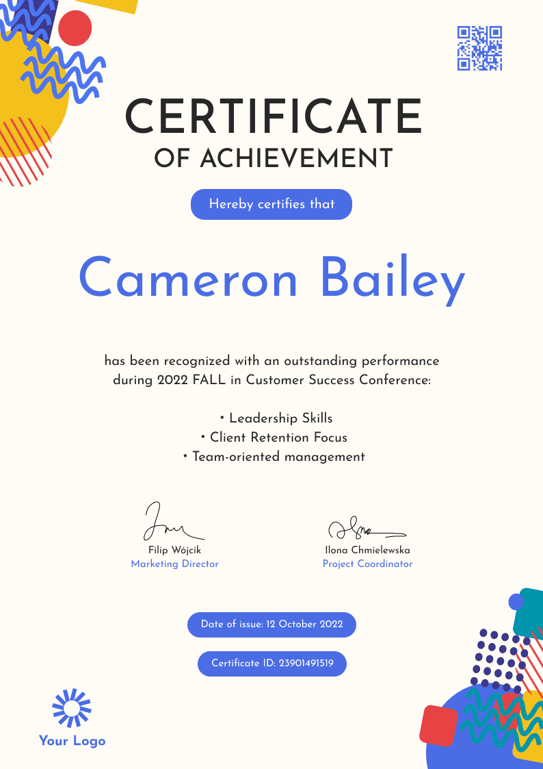 Modern and arty achievement certificate template Modern and arty achievement certificate template