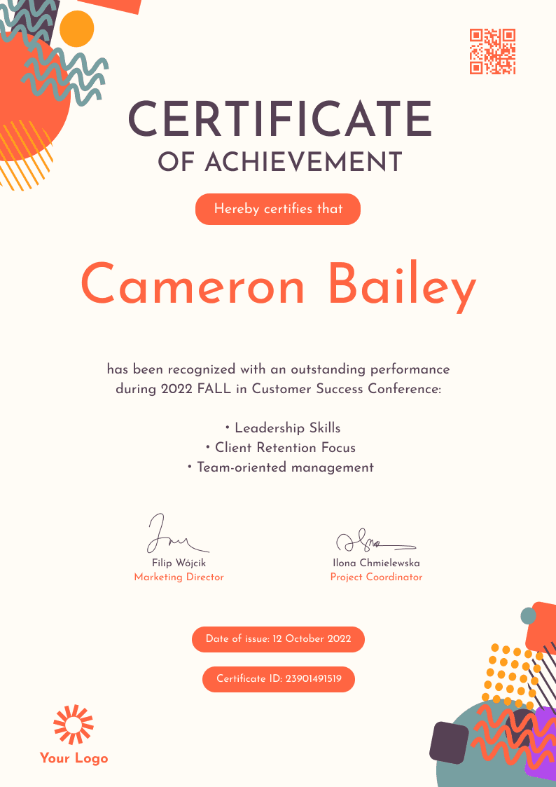 Modern and arty achievement certificate template Modern and arty achievement certificate template