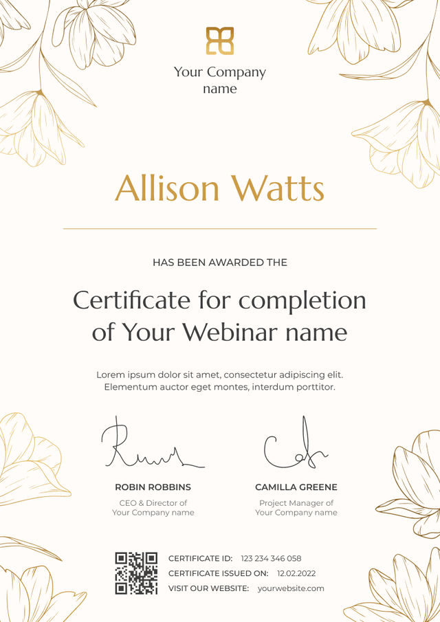 Modern and fancy webinar certificate template Modern and fancy webinar certificate template