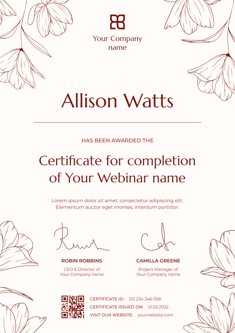 Modern and fancy webinar certificate template Modern and fancy webinar certificate template