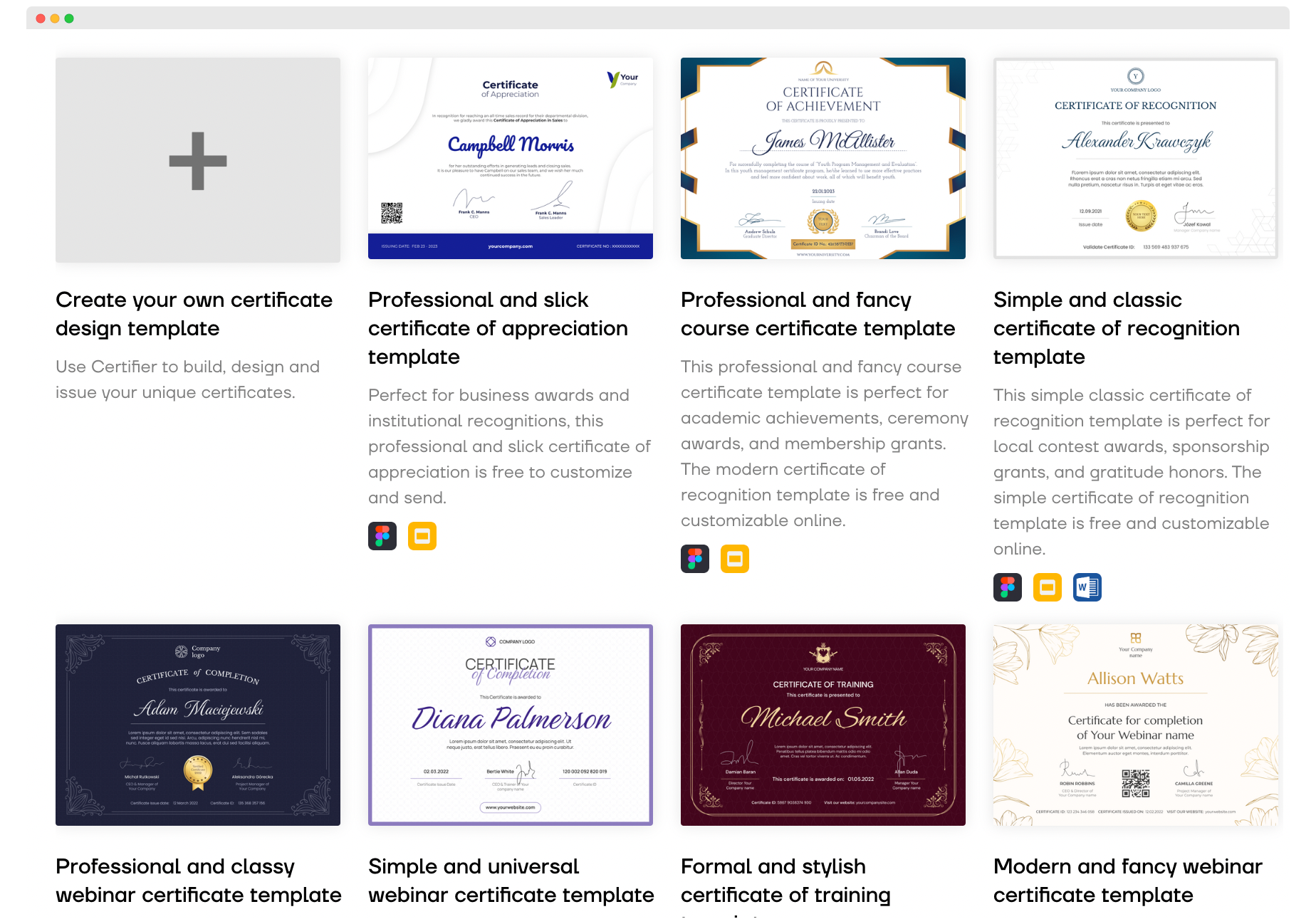 Certifier free certificate templates examples.