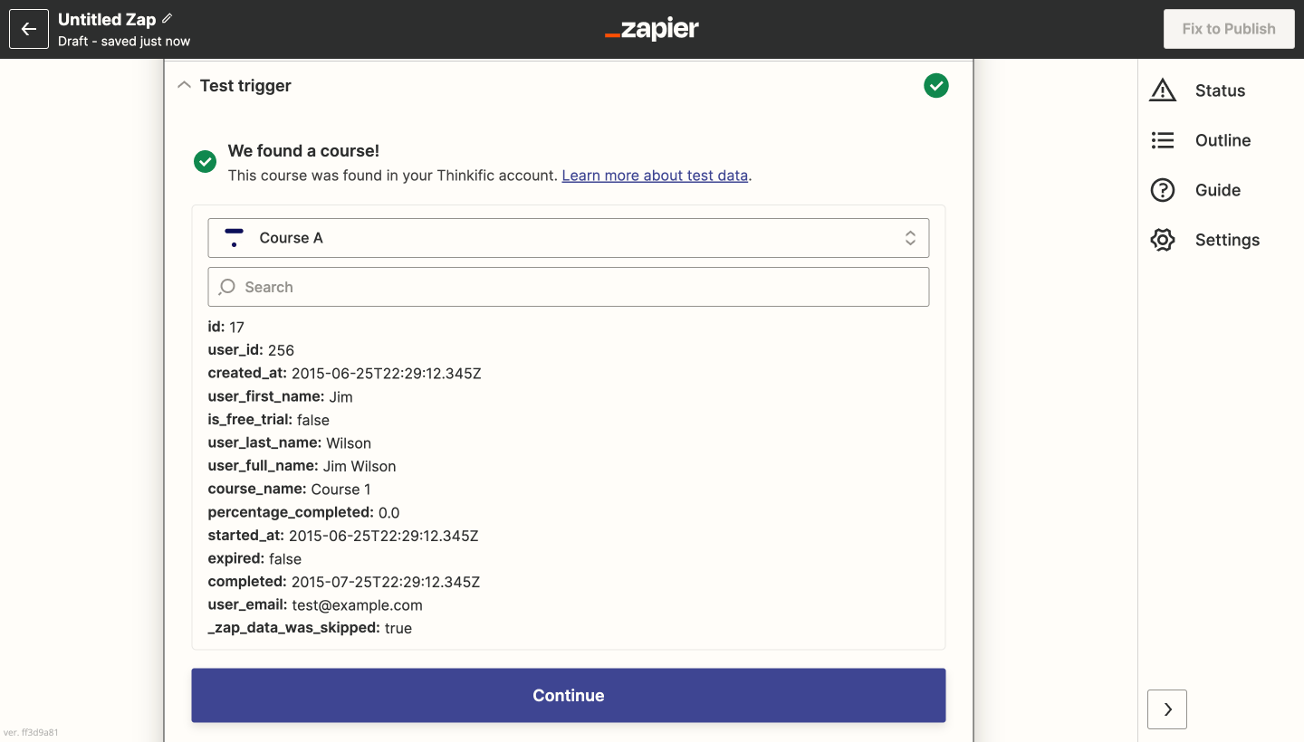 #5 Certifier - running a Zapier test 