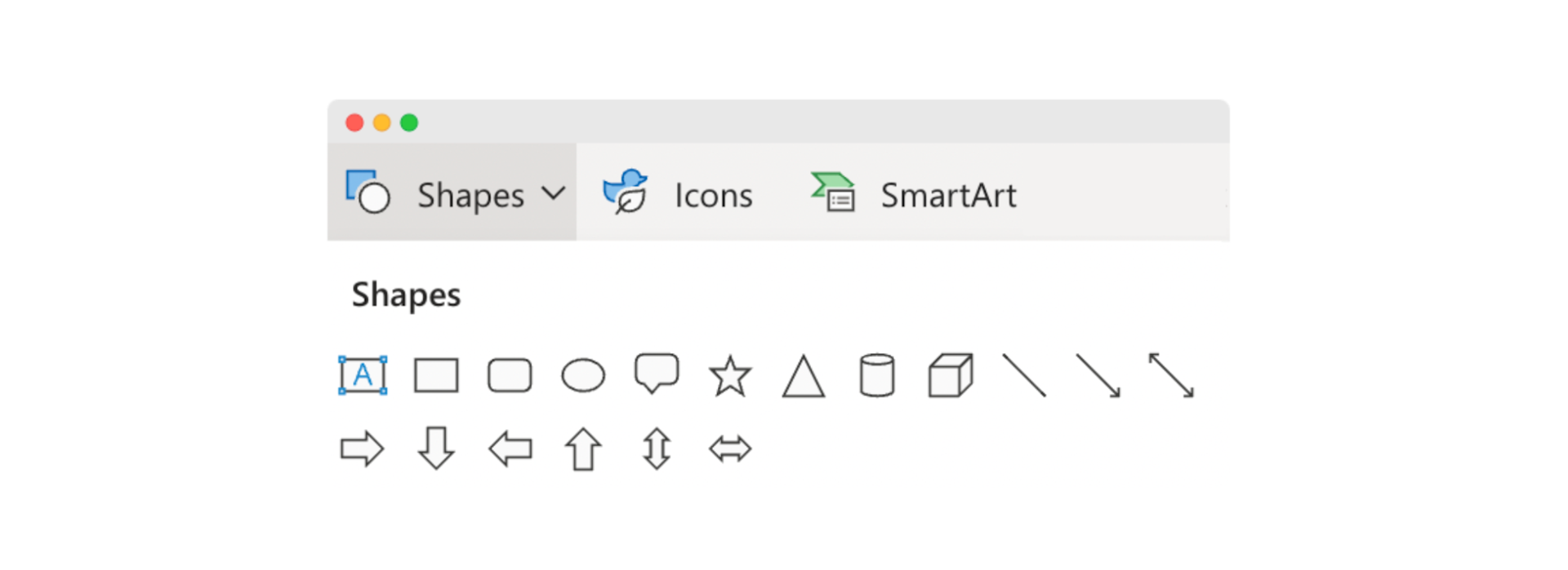Adding shapes in PowerPoint.