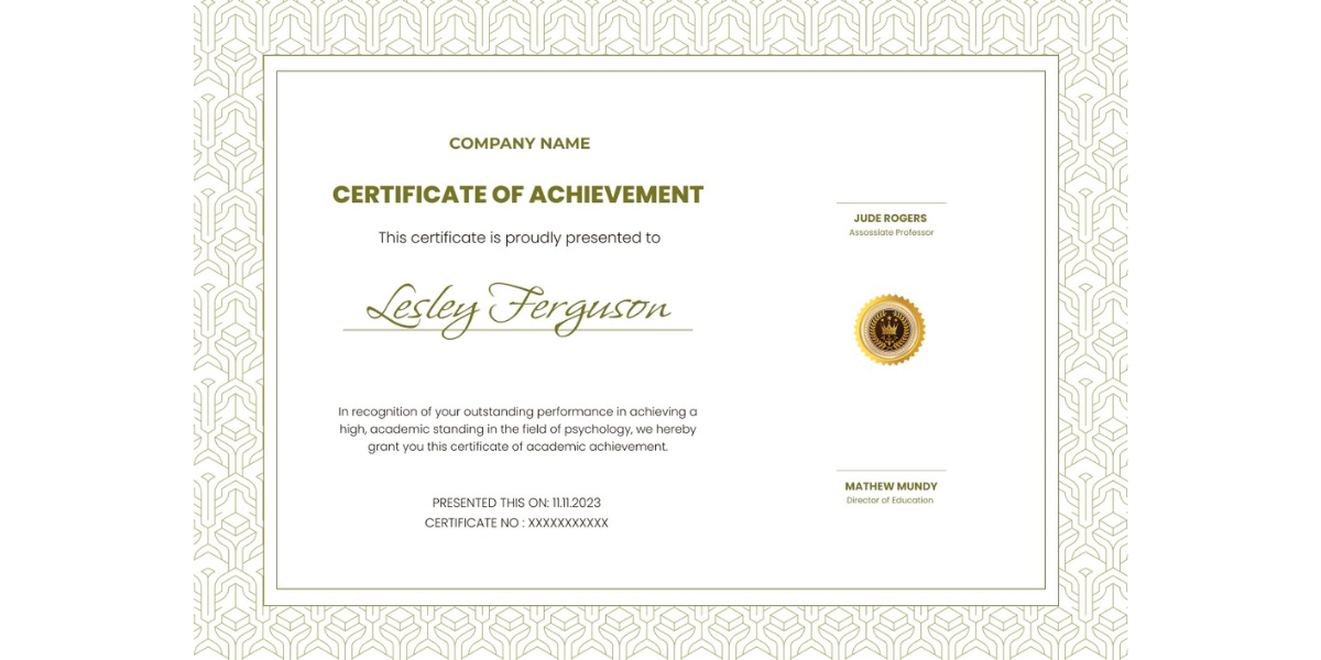 Formal certificate template.