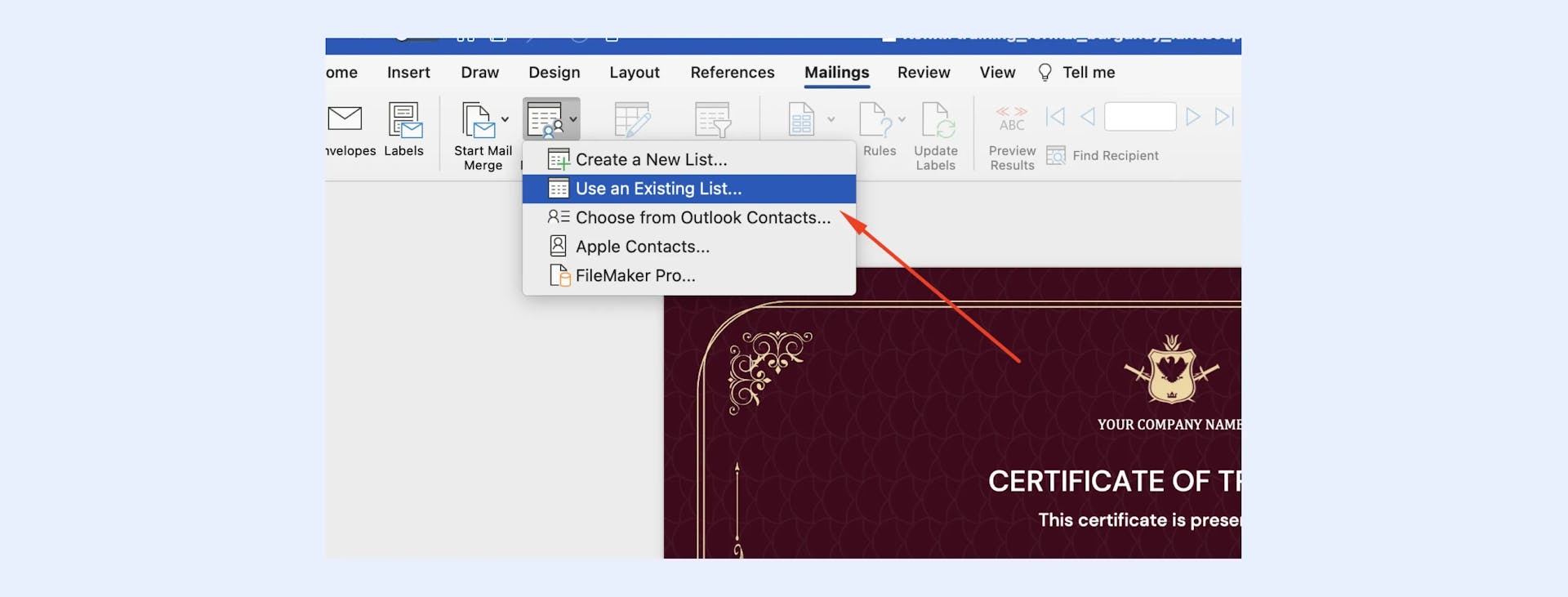 Generate certificates with MS Word Mail Merge