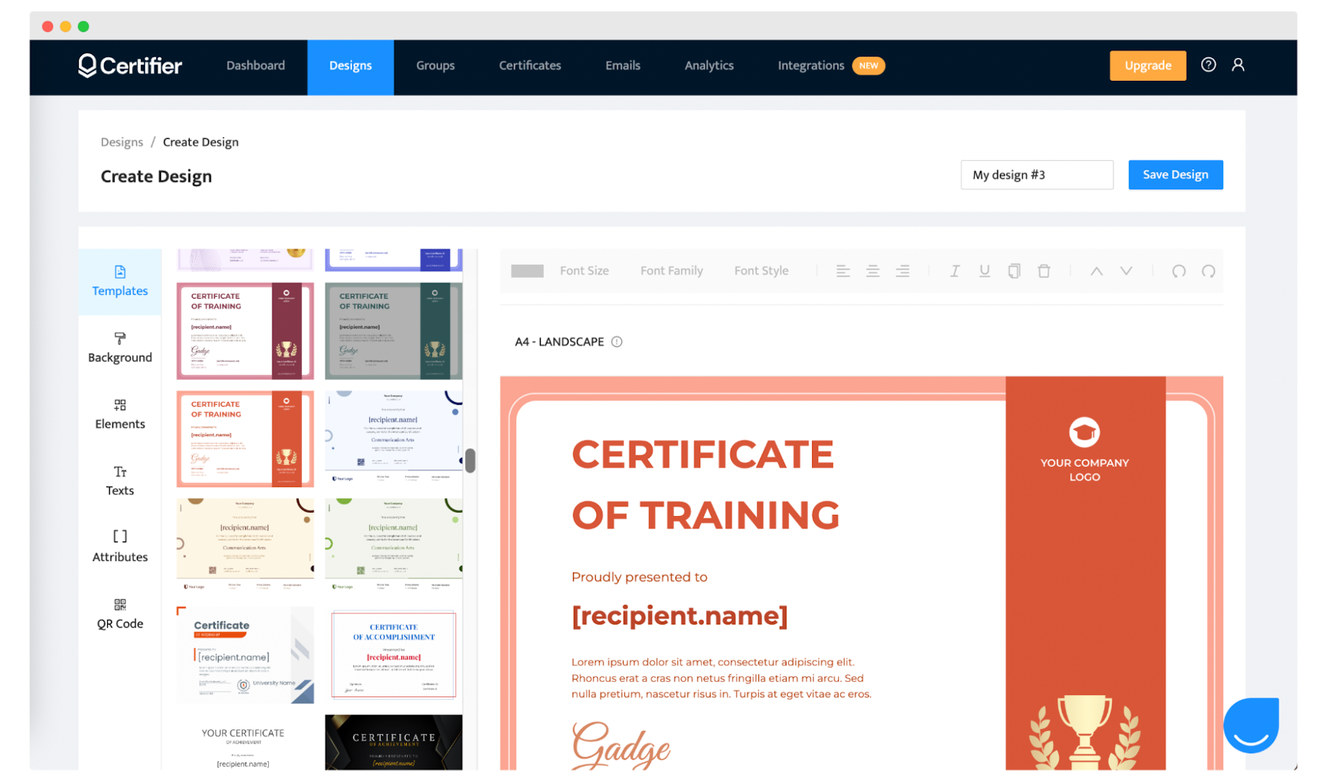Certifier as a tool for gamification.