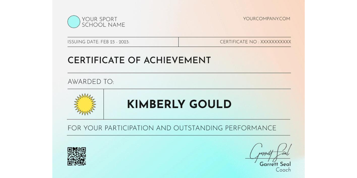 Colorful certificate of achievement Figma template.