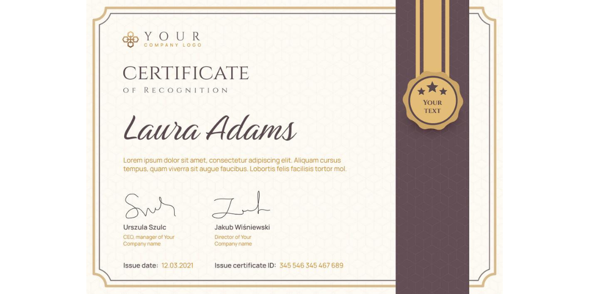 College style classy Figma recognition certificate template.
