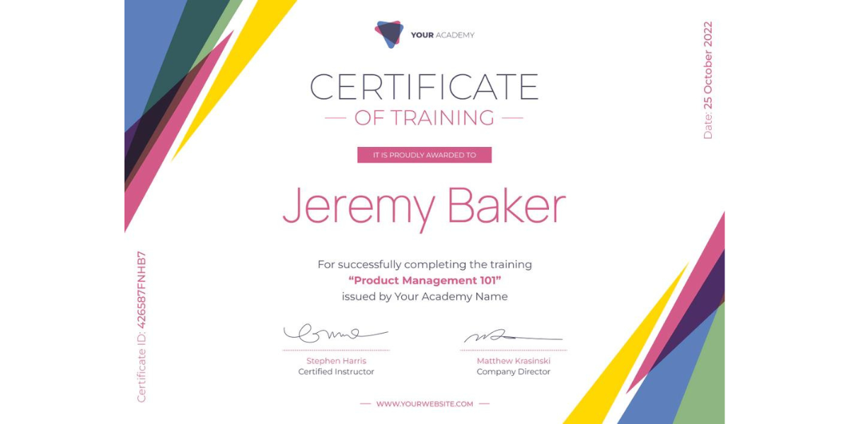 Free Figma colorful training certificate template.