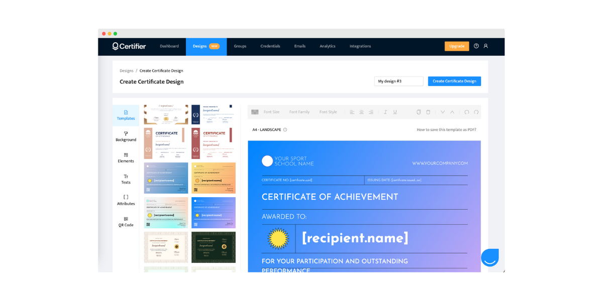 Certifier library of Google Forms certificates templates.