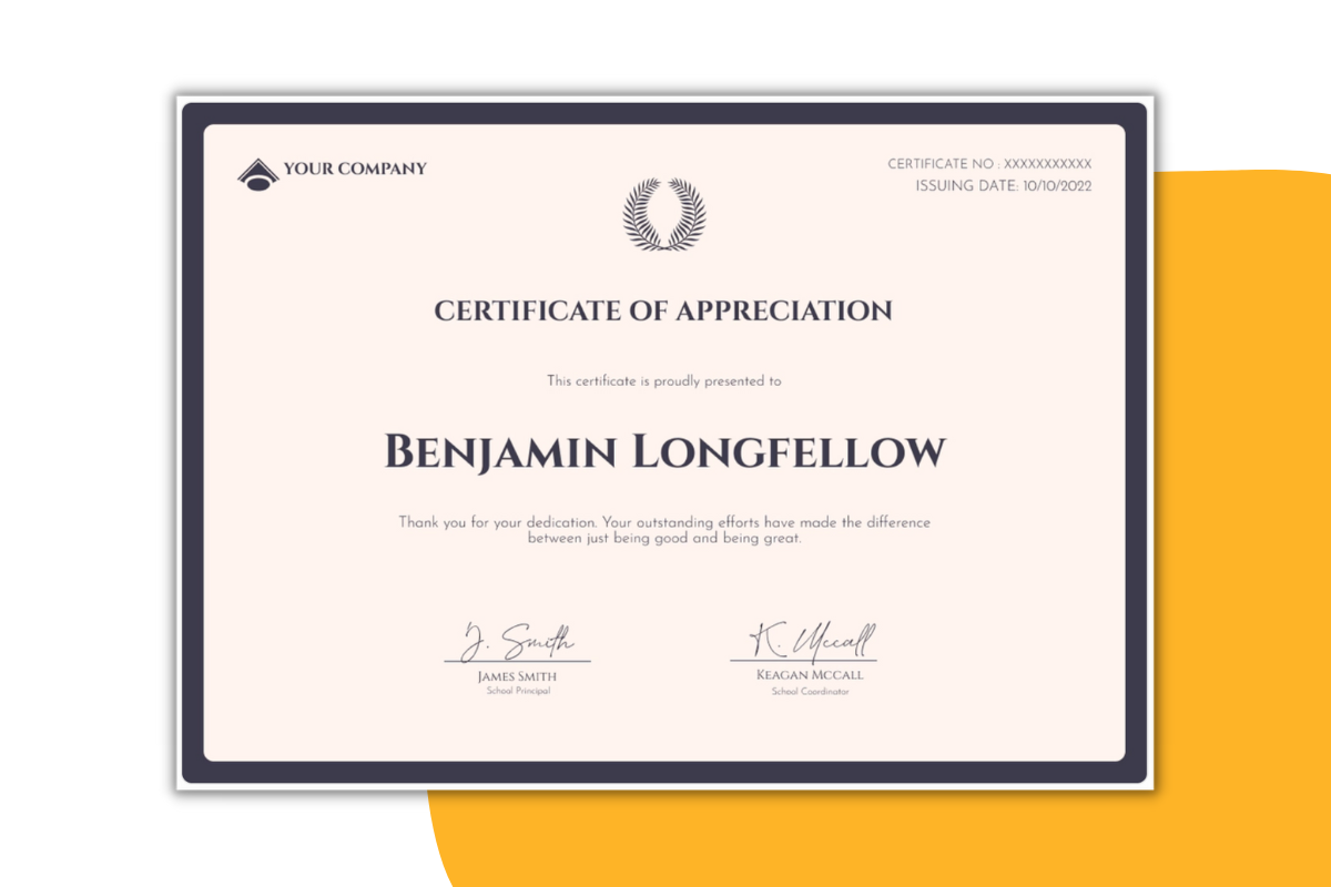  Beige simple and classy certificate template of appreciation in landscape orientation.