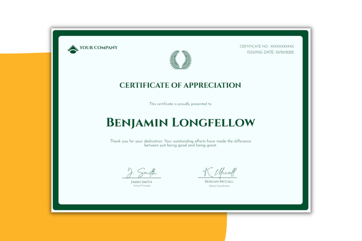 Green simple and classy certificate template of appreciation in landscape orientation.