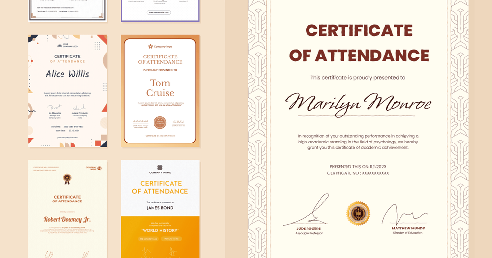 15 Free Attendance Certificate Templates & Inspirations cover image