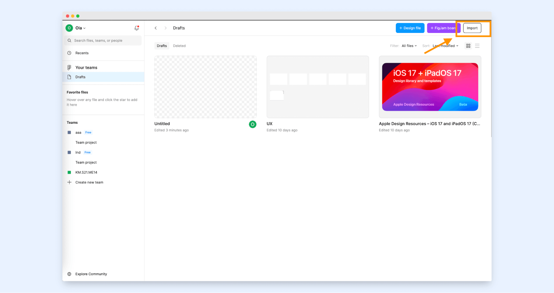 Importing the certificate template file to Figma.