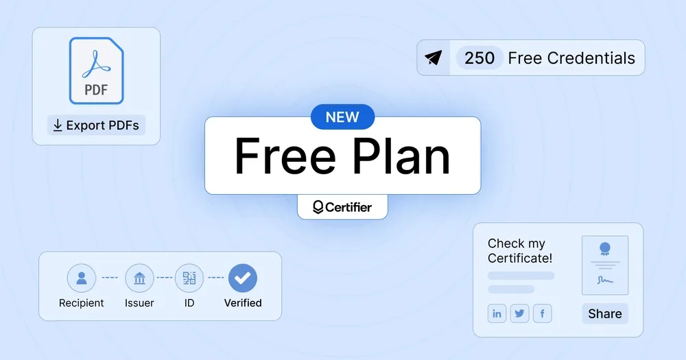 Introducing A Major Upgrade Of Certifier's Free Plan: 250 Credentials, PDF Export, & More! cover image