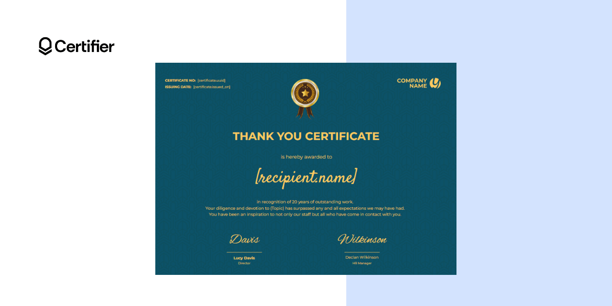 Elegant and classic thank you certificate template.