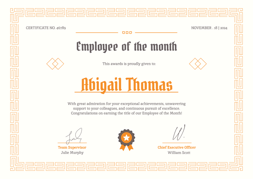 Formal and classy employee of the month certificate template landscape Formal and classy employee of the month certificate template landscape