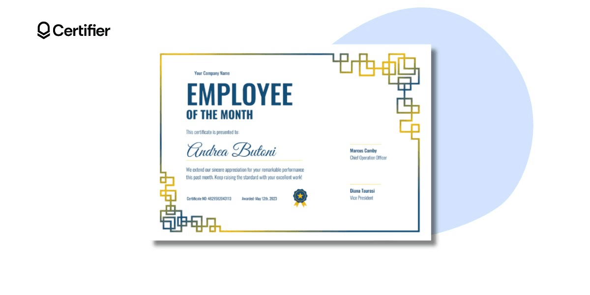 Modern and creative employee of the month certificate template.