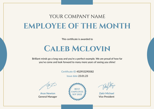 Minimalistic and simple employee of the month certificate template landscape Minimalistic and simple employee of the month certificate template landscape