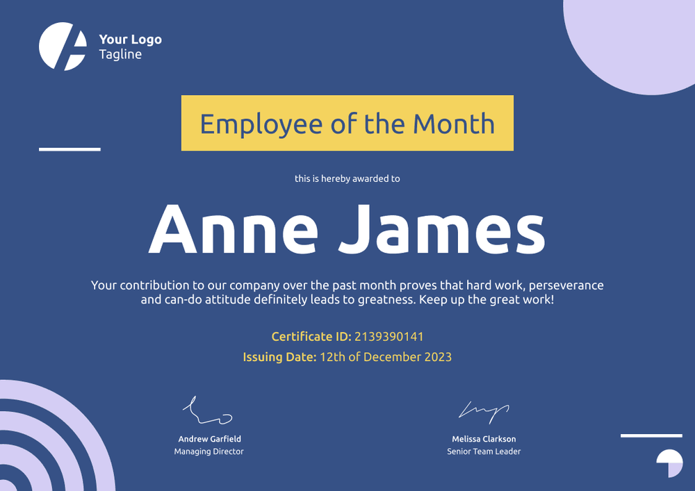 Modern and sleek employee of the month certificate template landscape Modern and sleek employee of the month certificate template landscape