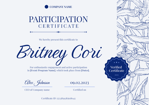 Modern and artsy certificate of participation template landscape