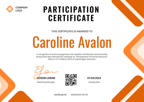 Modern and eye-catching participation certificate template landscape