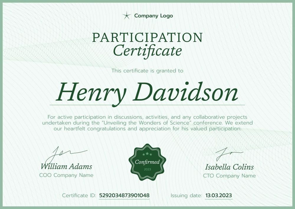 Professional and streamlined participation certificate template landscape Professional and streamlined participation certificate template landscape