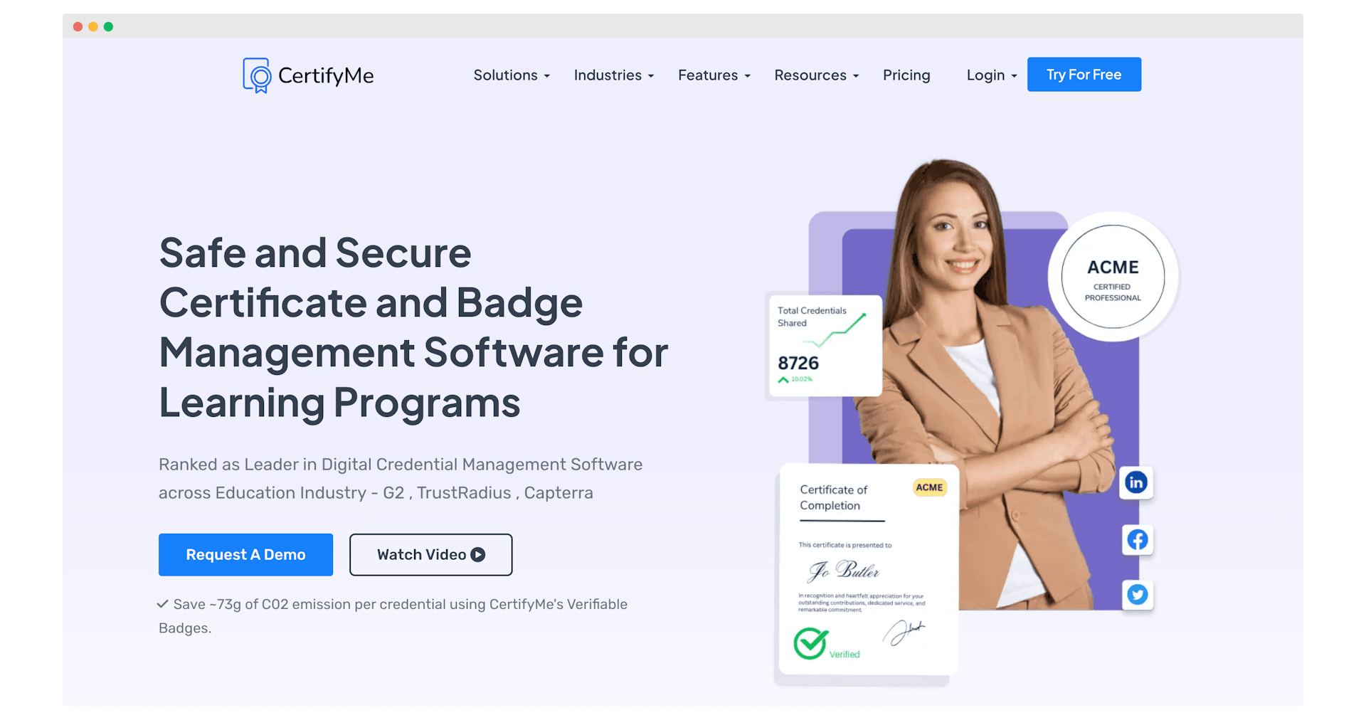 CertifyMe page.