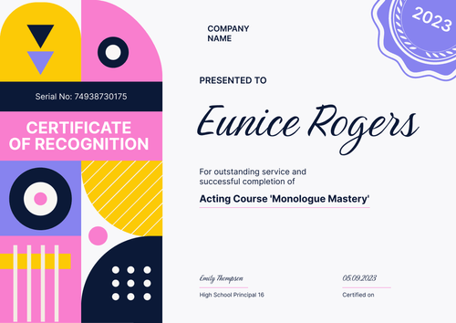 Modern and dynamic certificate of recognition template landscape