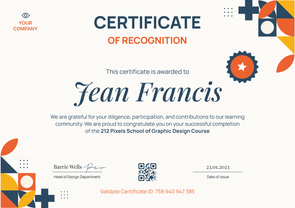 Contemporary and chic recognition certificate template landscape Contemporary and chic recognition certificate template landscape