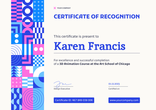 Modern and streamlined certificate of recognition template landscape