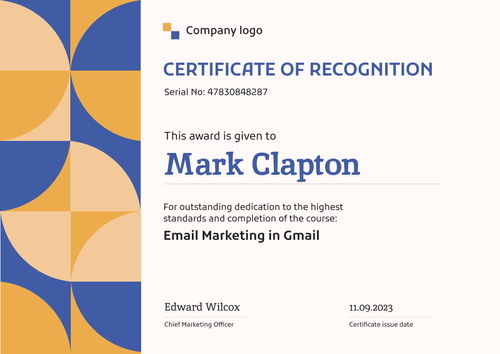 Basic and direct recognition certificate template landscape