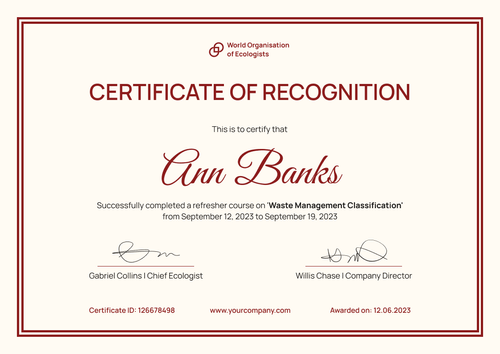 Plain and neat certificate of recognition template landscape Plain and neat certificate of recognition template landscape