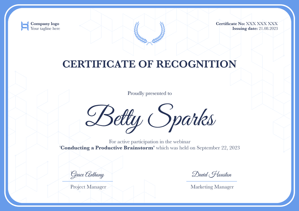 Minimalist and clear recognition certificate template landscape Minimalist and clear recognition certificate template landscape