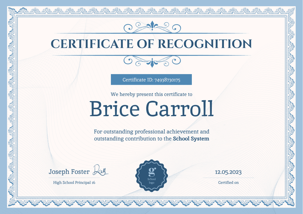 Formal and stately certificate of recognition template landscape Formal and stately certificate of recognition template landscape