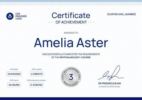 Simple and professional CPD certificate template landscape