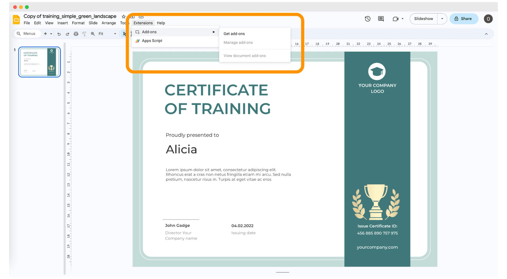 Integrating Google certificate maker with Google tools.
