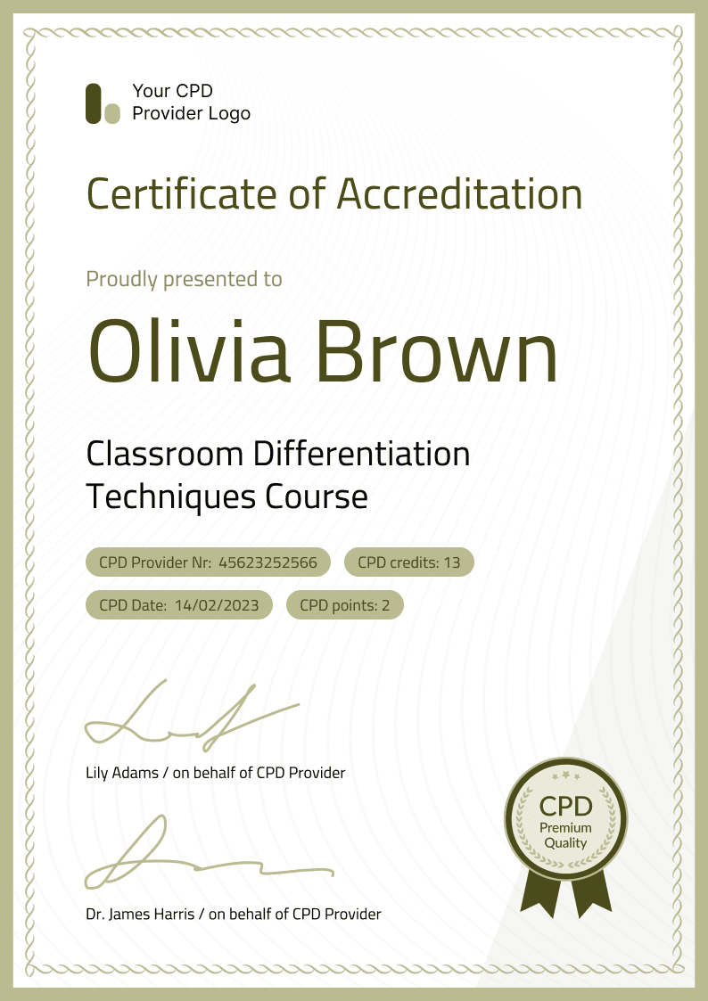 Professional and stylish CPD certificate template Professional and stylish CPD certificate template