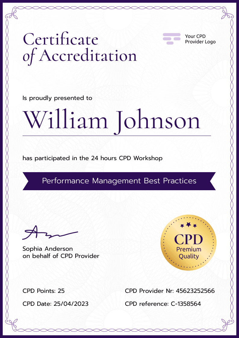 Professional and pristine CPD certificate template Professional and pristine CPD certificate template
