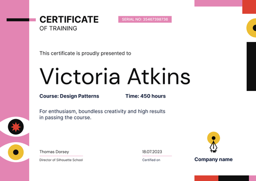  Creative and modern certificate of training template landscape