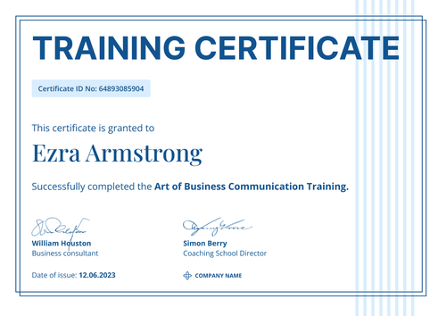 Simple and minimal certificate of training template landscape