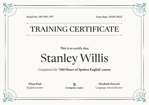  Simple and elegant certificate of training template landscape