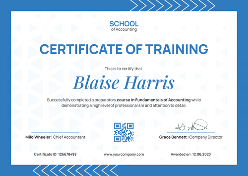 Classy and simple certificate of training template landscape