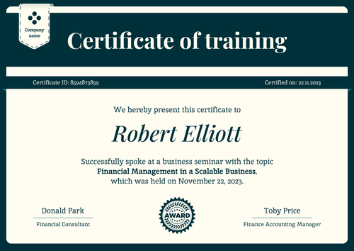 Formal and academic certificate of training template landscape